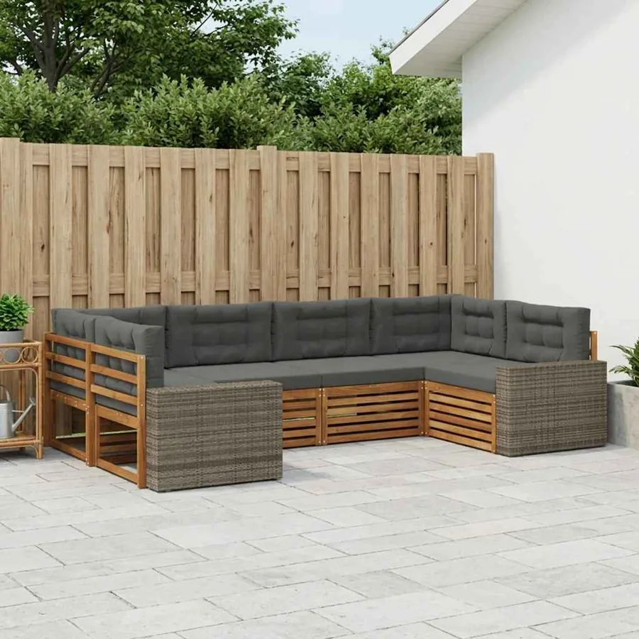 Ensemble de canapés d'extérieur 6 pcs Naturel et Anthracite