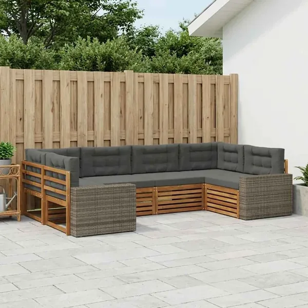 Ensemble de canapés d'extérieur 6 pcs Naturel et Anthracite