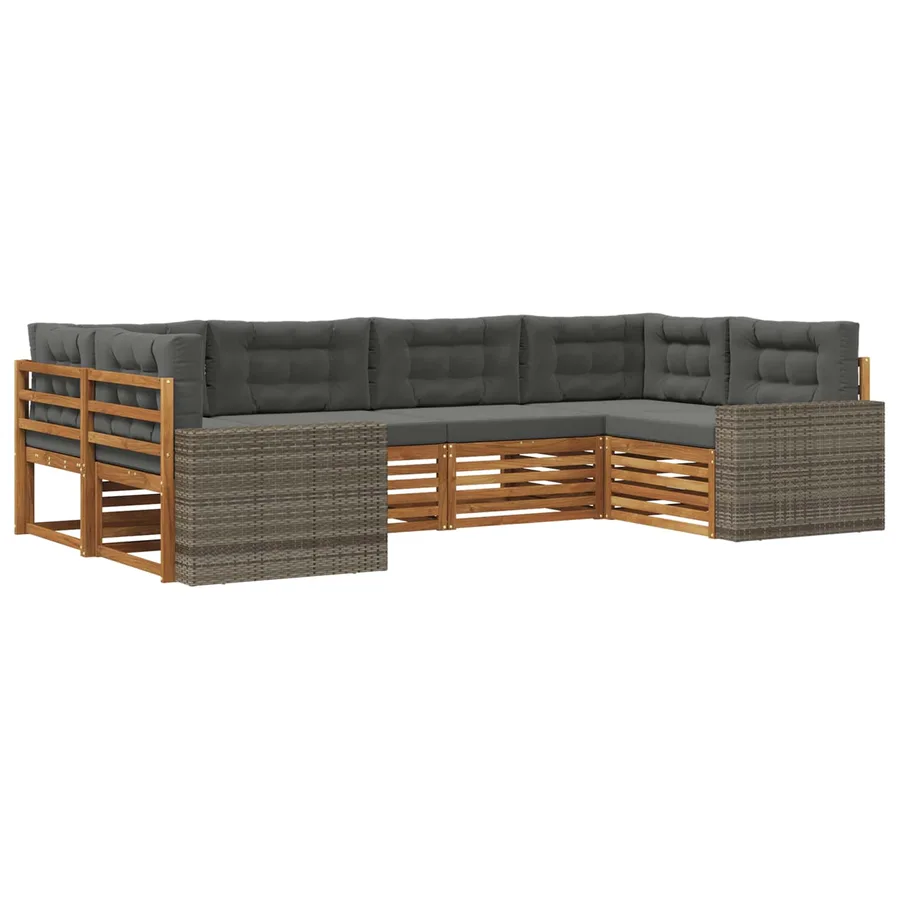 Ensemble de canapés d'extérieur 6 pcs Naturel et Anthracite - 2