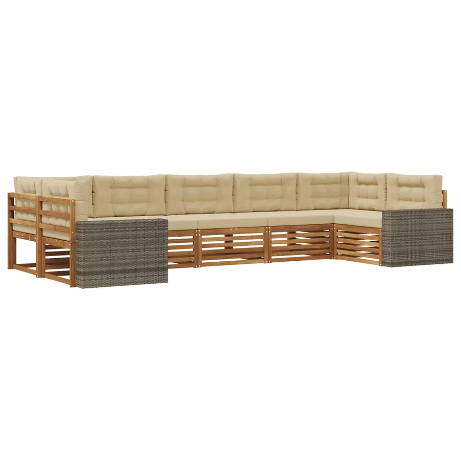 Ensemble de canapés d'extérieur 7 pcs Naturel et Beige - 2