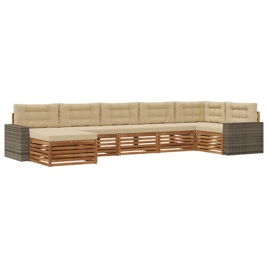 Ensemble de canapés d'extérieur 7 pcs Naturel et Beige - 2