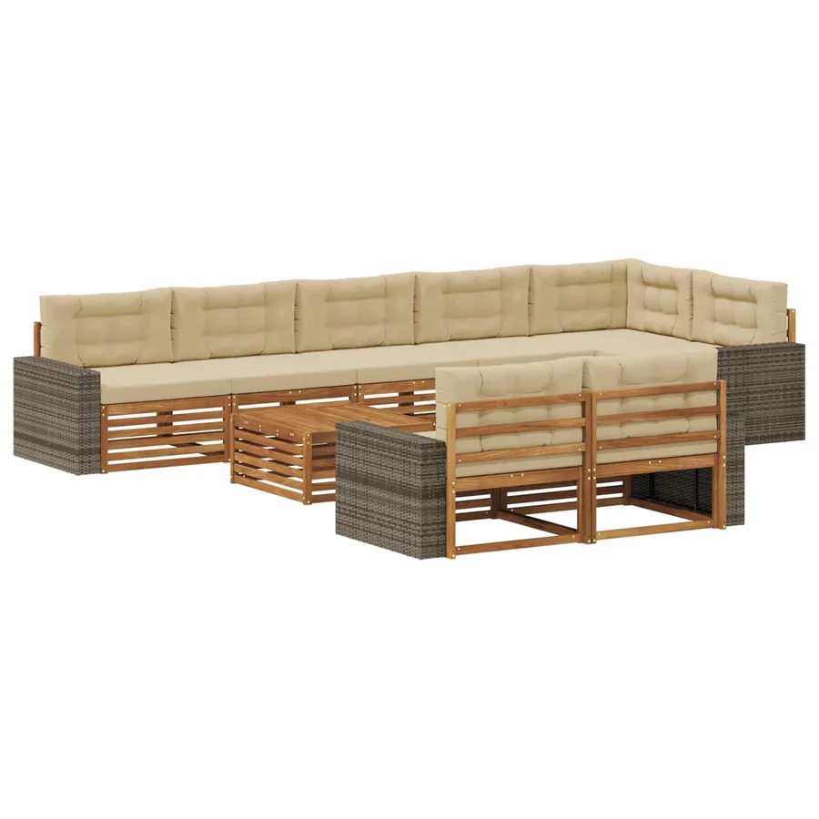 Ensemble de canapés d'extérieur avec coussin 9 pcs - 2