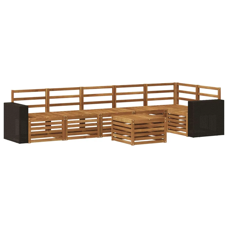 Ensemble de canapé d'angle 7 pcs Naturel Bois d'Acacia Massif - 2