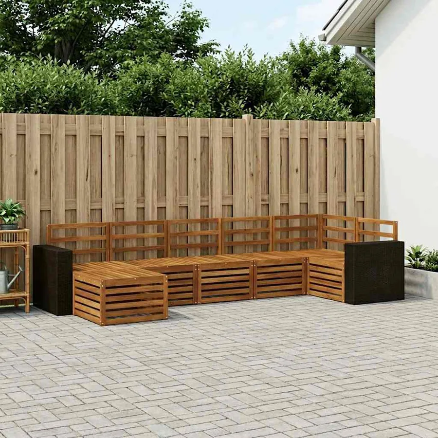 Ensemble de canapé d'angle 7 pcs Naturel