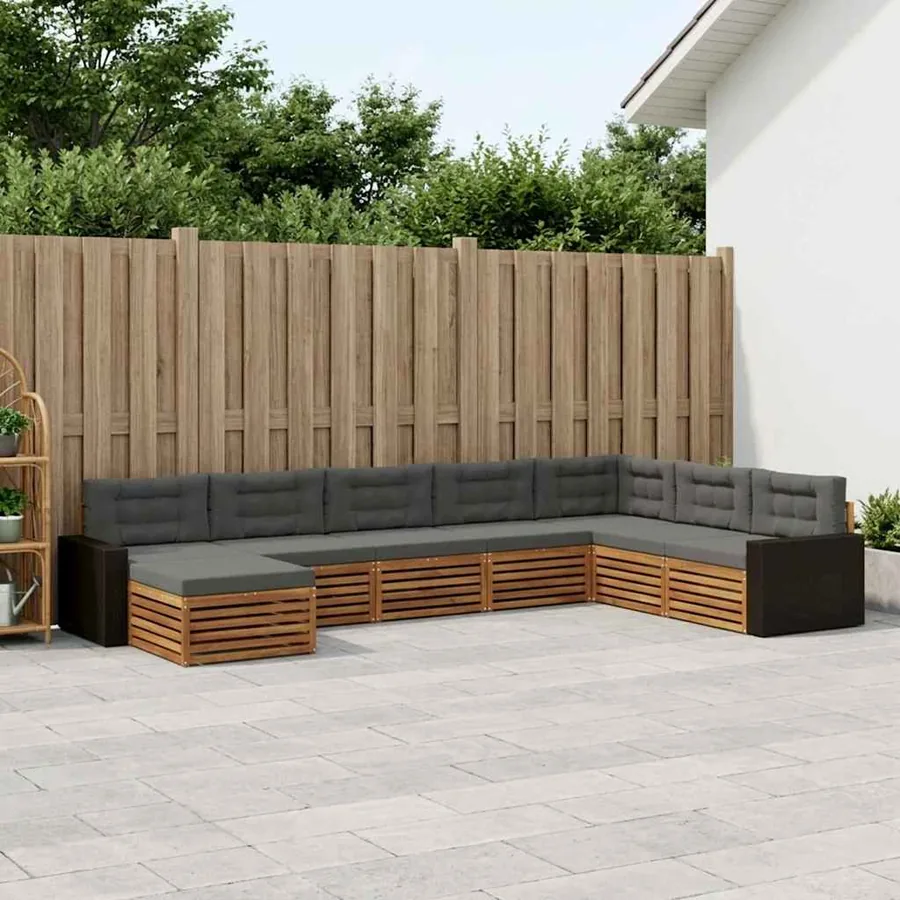 Ensemble de canapés d'extérieur 8 pcs Naturel et Anthracite