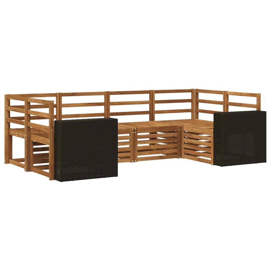 Ensemble de canapé d'angle 6 pcs Naturel Bois d'Acacia Massif - 2