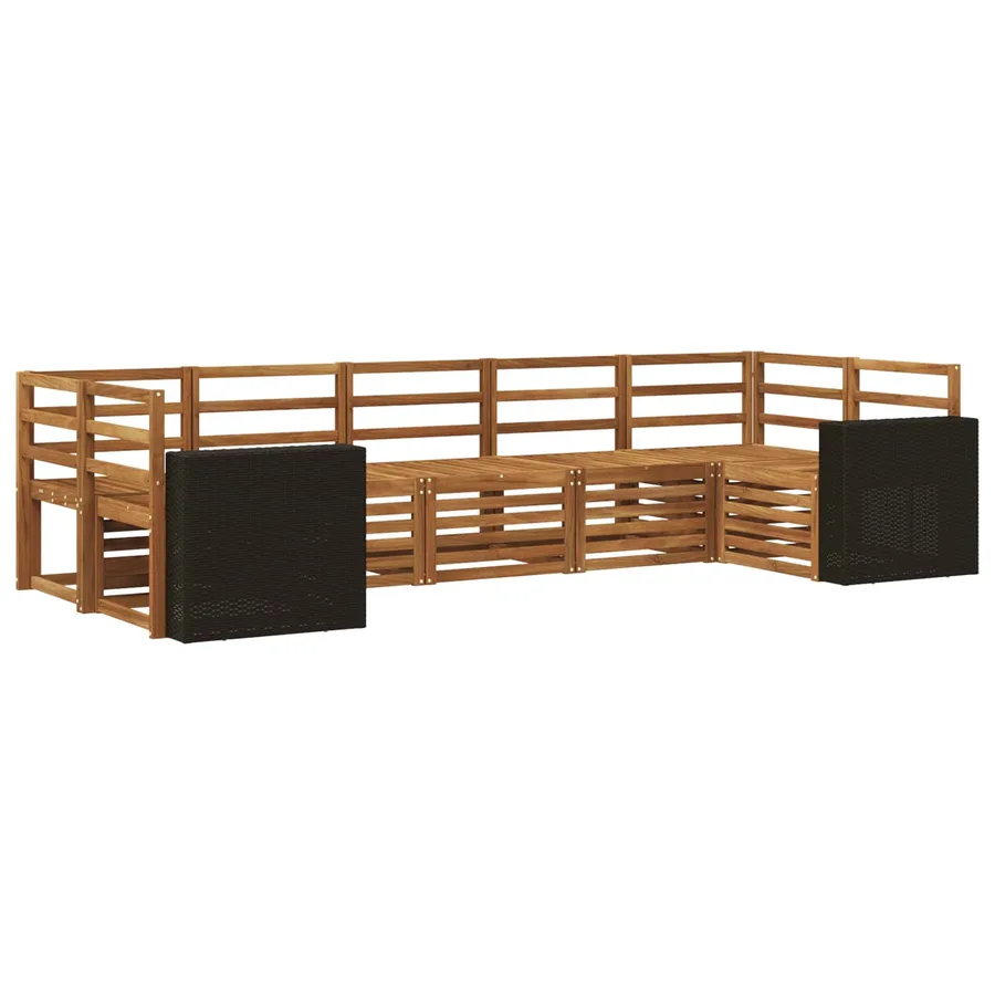 Ensemble de canapé d'angle 7 pcs Naturel Bois d'Acacia Massif - 2