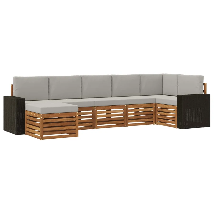 Ensemble de canapé d'angle 7 pcs Naturel et gris clair - 2