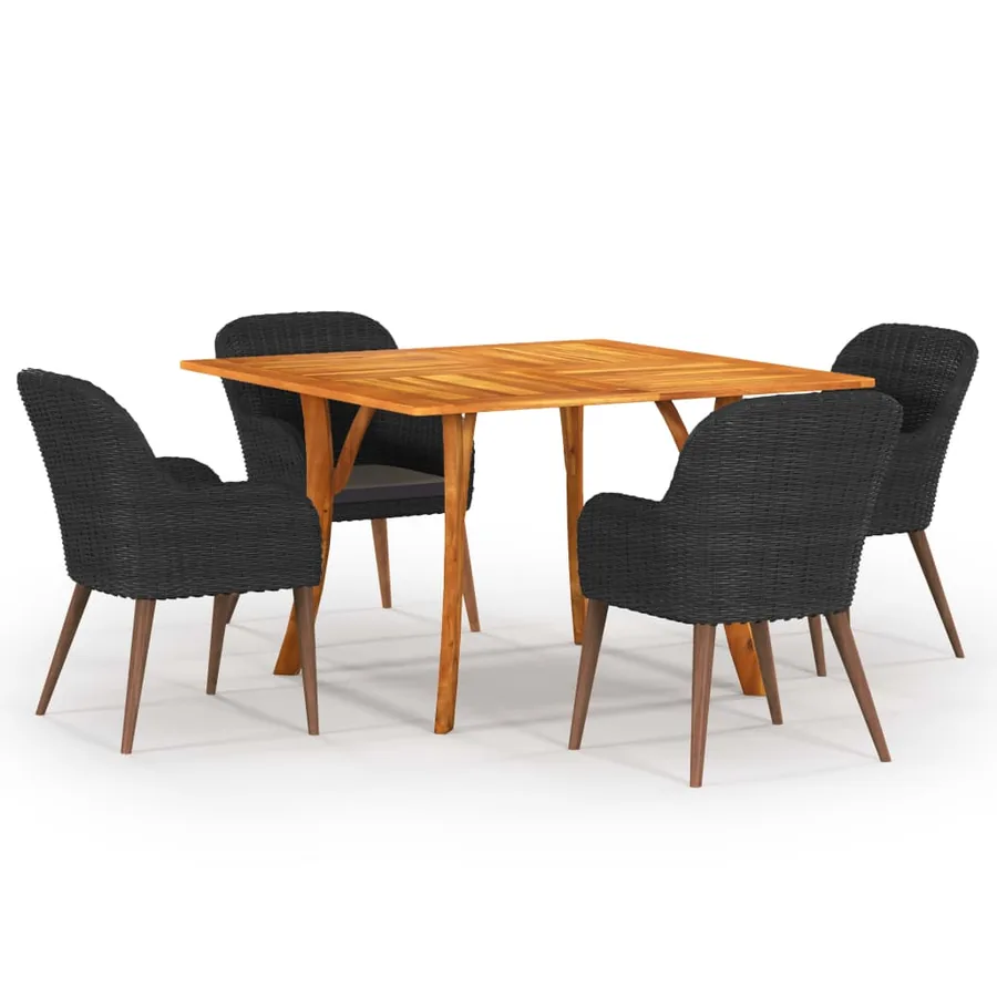 Ensemble à manger de jardin 5 pcs noir