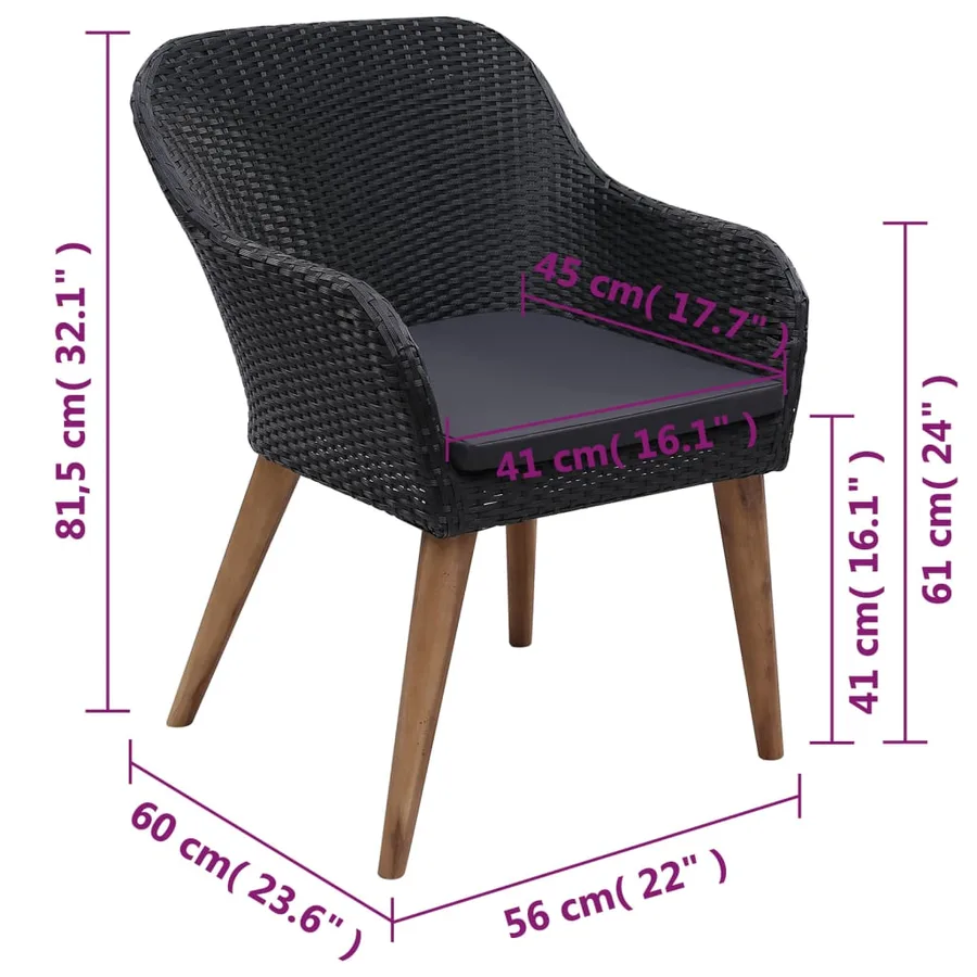 Ensemble à manger de jardin 5 pcs noir - 10