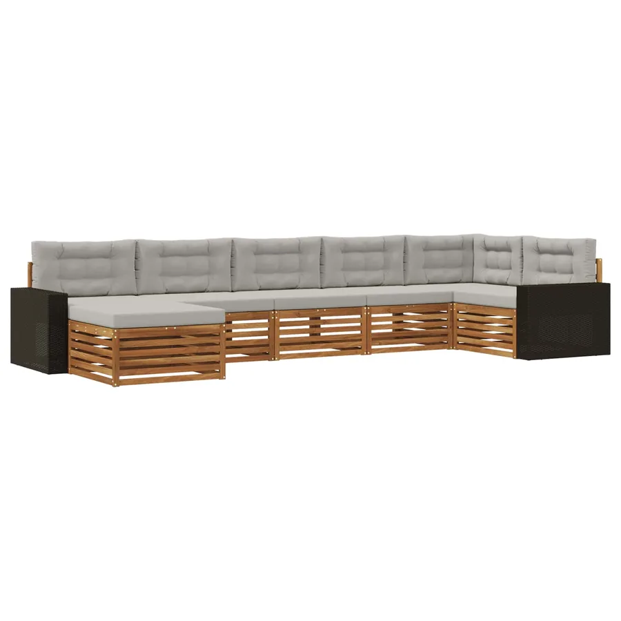 Ensemble de canapés d'extérieur 7 pcs Naturel et gris clair - 2