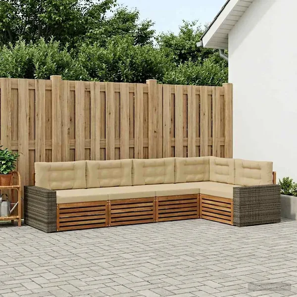 Ensemble de canapés d'extérieur 5 pcs Naturel et Beige