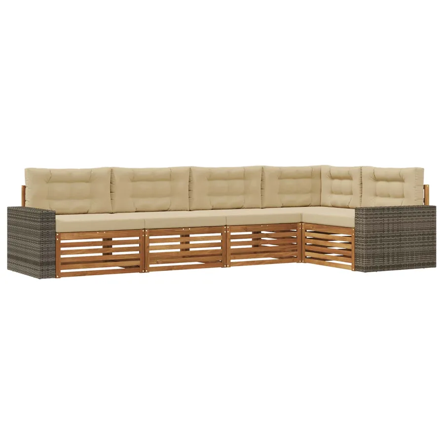 Ensemble de canapés d'extérieur 5 pcs Naturel et Beige - 2