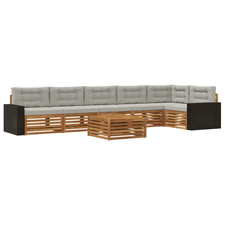 Ensemble de canapés d'extérieur 7 pcs Naturel et gris clair - 2