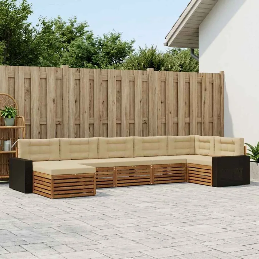 Ensemble de canapés d'extérieur 7 pcs Naturel et Beige