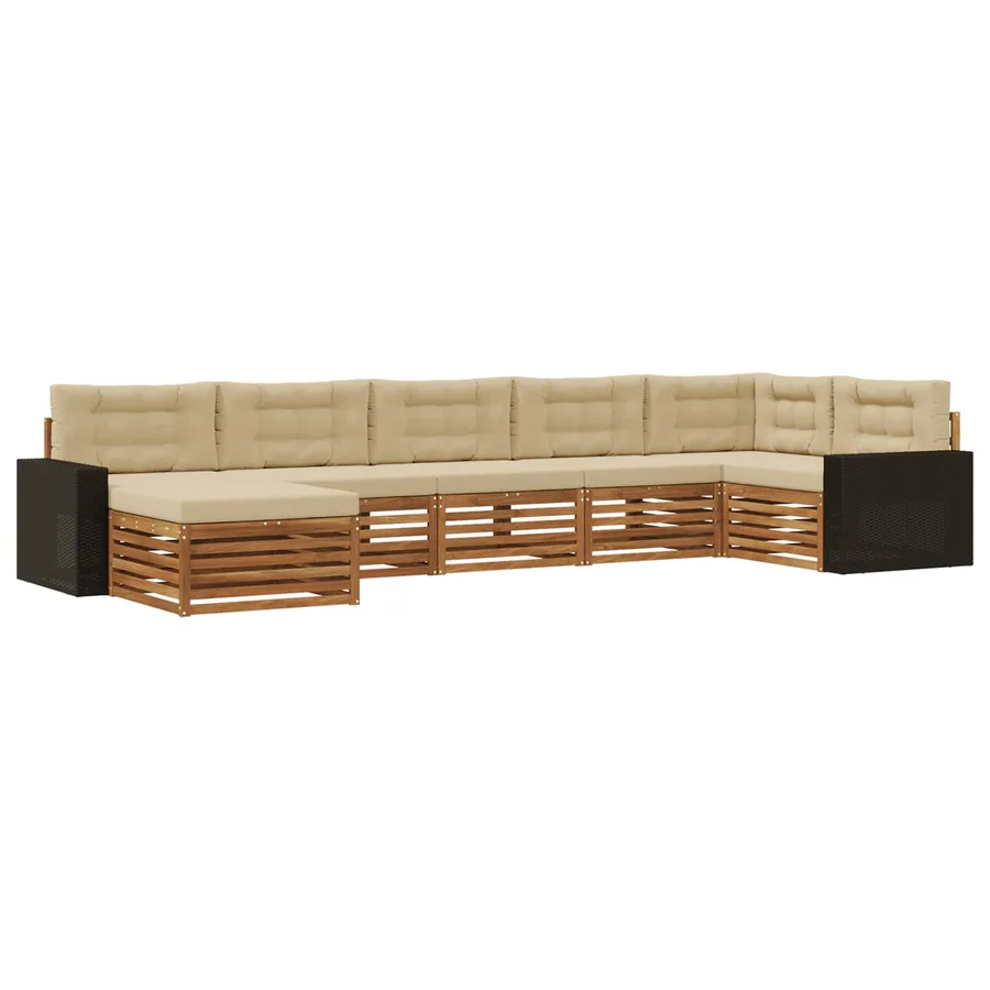 Ensemble de canapés d'extérieur 7 pcs Naturel et Beige - 2