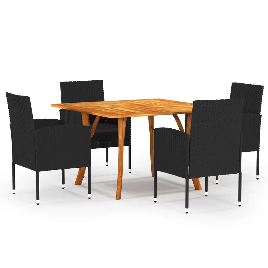 Ensemble à manger de jardin 5 pcs Noir