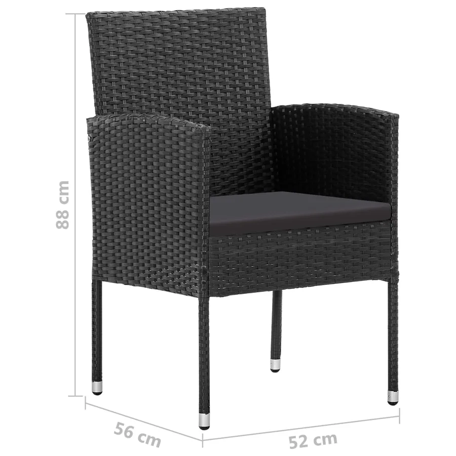 Ensemble à manger de jardin 5 pcs Noir - 11