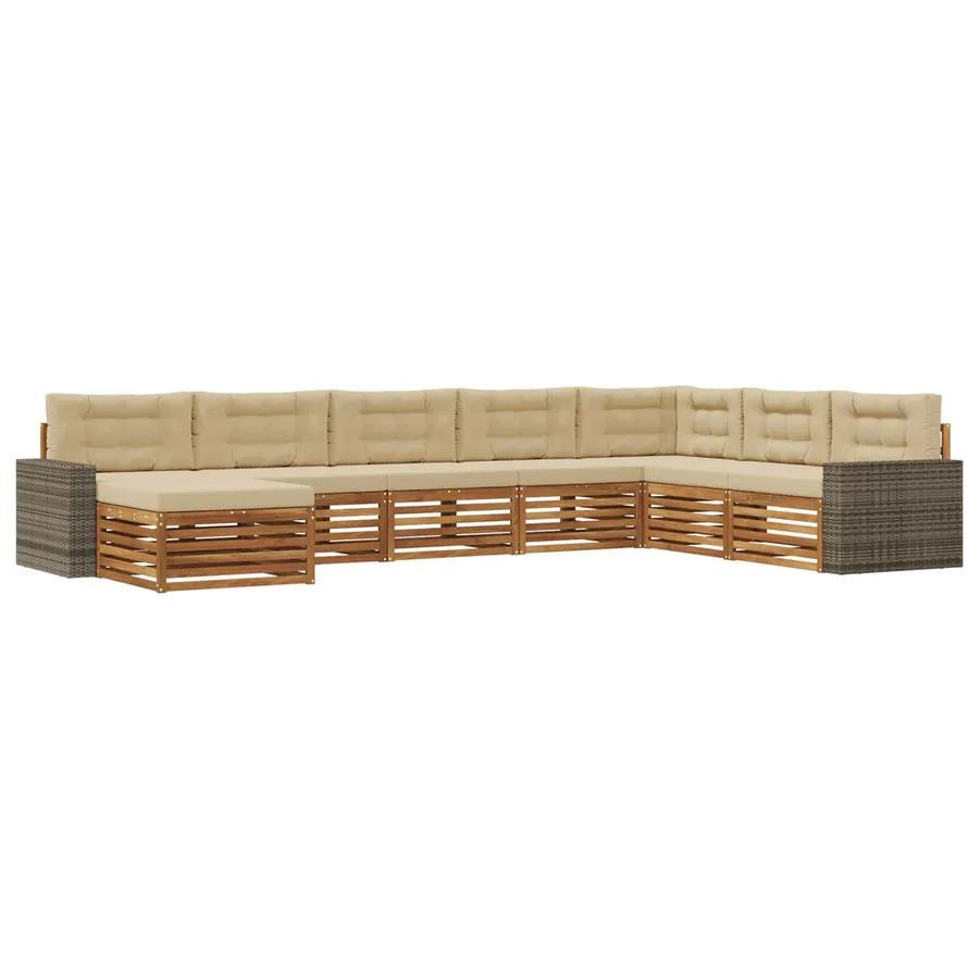 Ensemble de canapés d'extérieur 8 pcs Naturel et Beige - 2