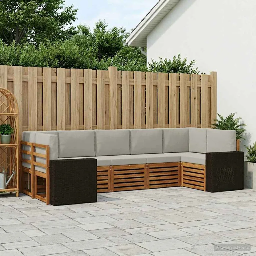 Ensemble de canapé d'angle 7 pcs Naturel et gris clair