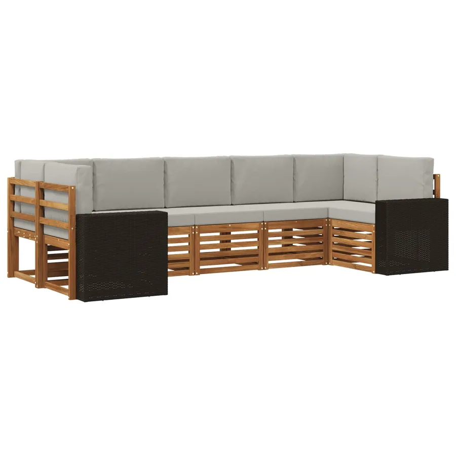 Ensemble de canapé d'angle 7 pcs Naturel et gris clair - 2