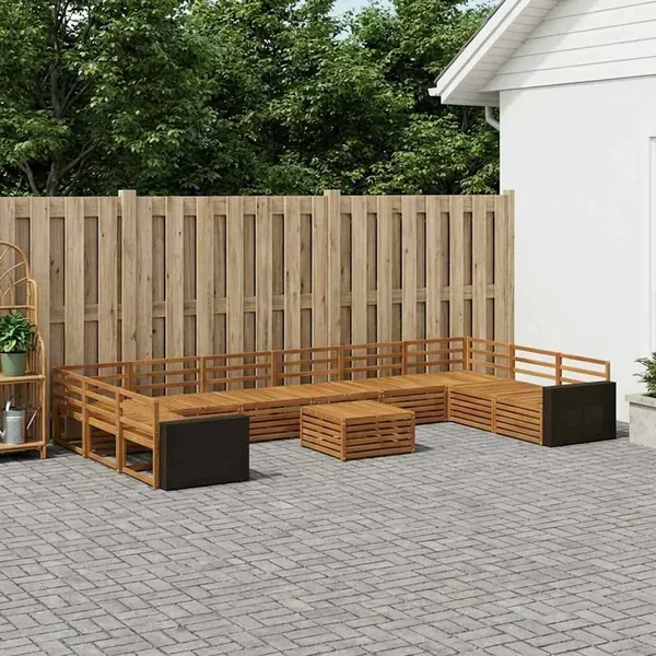 Ensembles de canapés 11 pcs Bois d'Acacia Massif