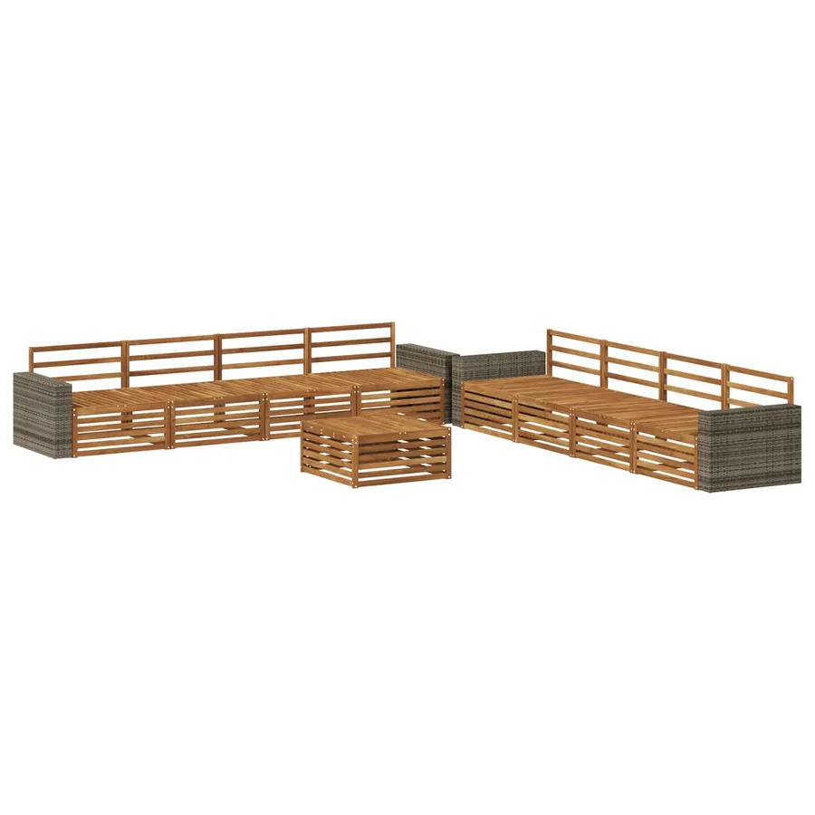 Ensemble de canapés d'extérieur 9 pcs Naturel - 2