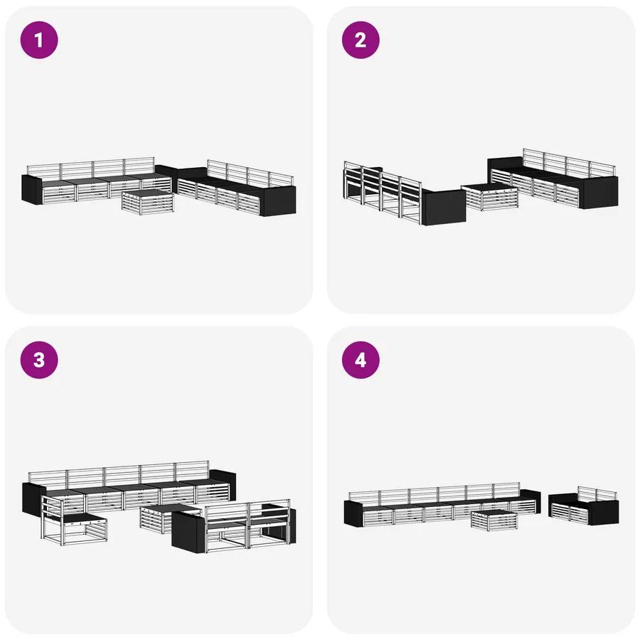 Ensemble de canapés d'extérieur 9 pcs Naturel - 7