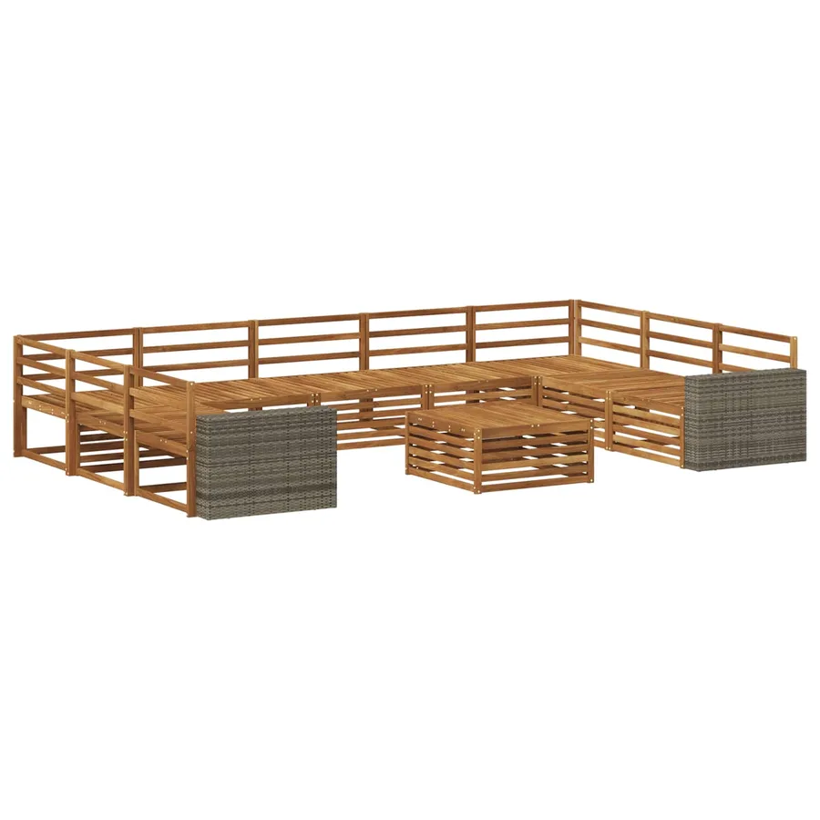 Ensemble de canapés d'extérieur 10 pcs Naturel - 2
