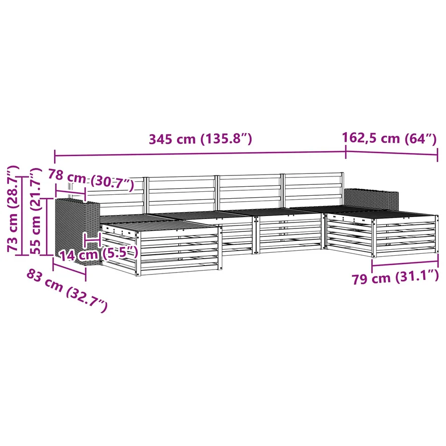 Ensembles de canapés 6 pcs Bois d'Acacia Massif - 7