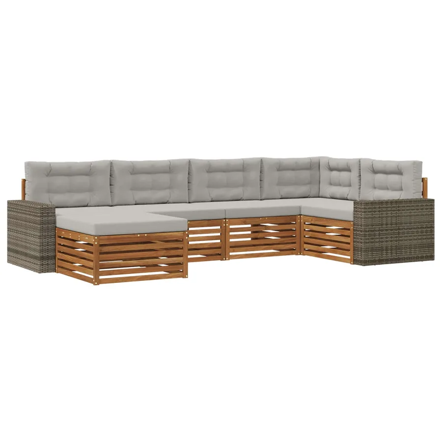 Ensemble de canapés d'extérieur 6 pcs Naturel et gris clair - 2