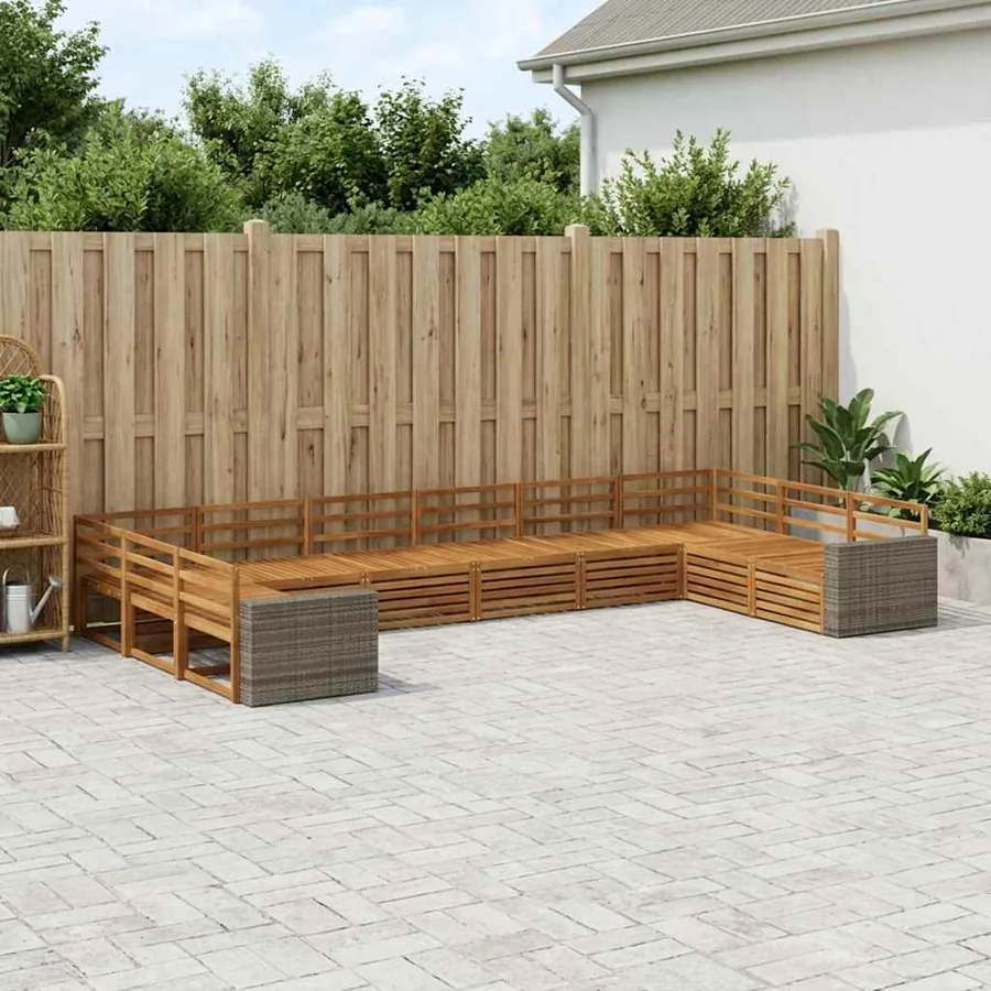 Ensembles de canapés 10 pcs Bois d'Acacia Massif