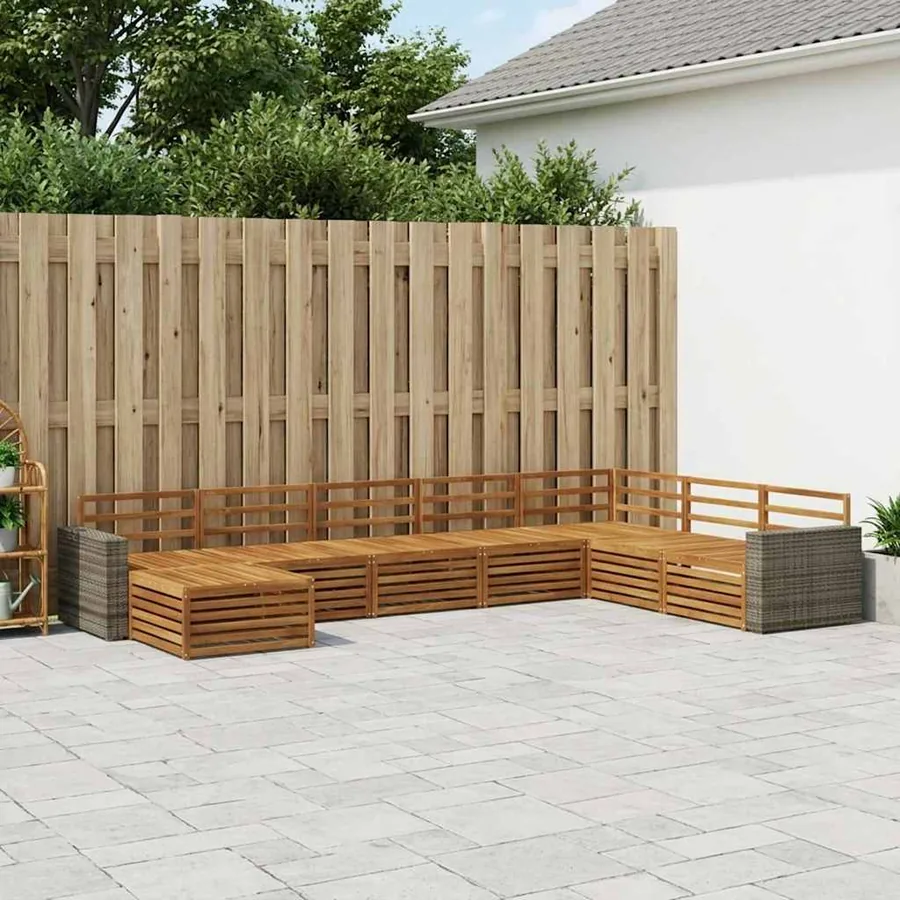 Ensemble de canapés d'extérieur 8 pcs Naturel