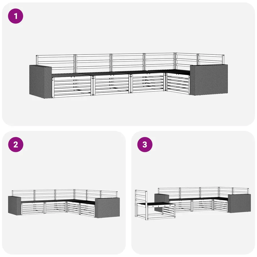 Ensemble de canapés d'extérieur 5 pcs Naturel - 6
