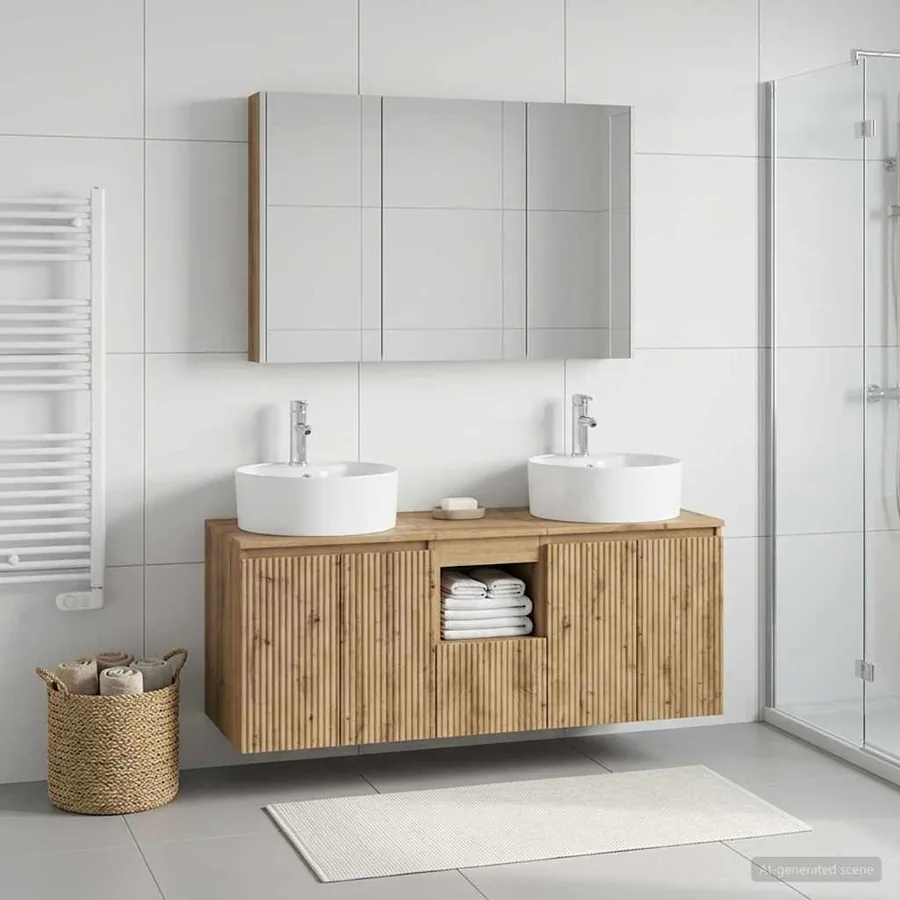 Ensemble d'armoire de salle de bain 4 pc Chêne artisanal