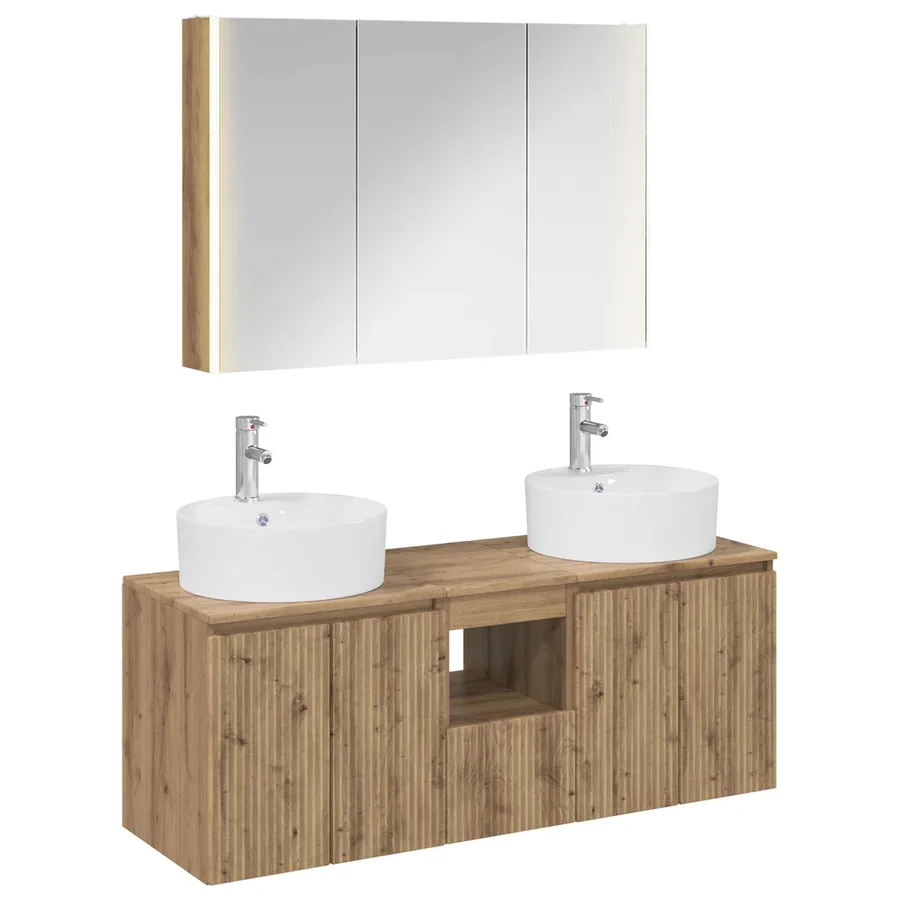 Ensemble d'armoire de salle de bain 4 pc Chêne artisanal - 2