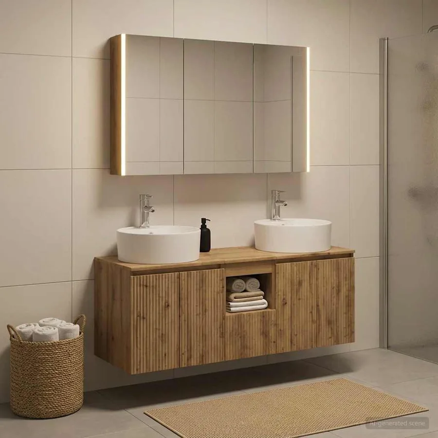 Ensemble d'armoire de salle de bain 4 pc Chêne artisanal - 4