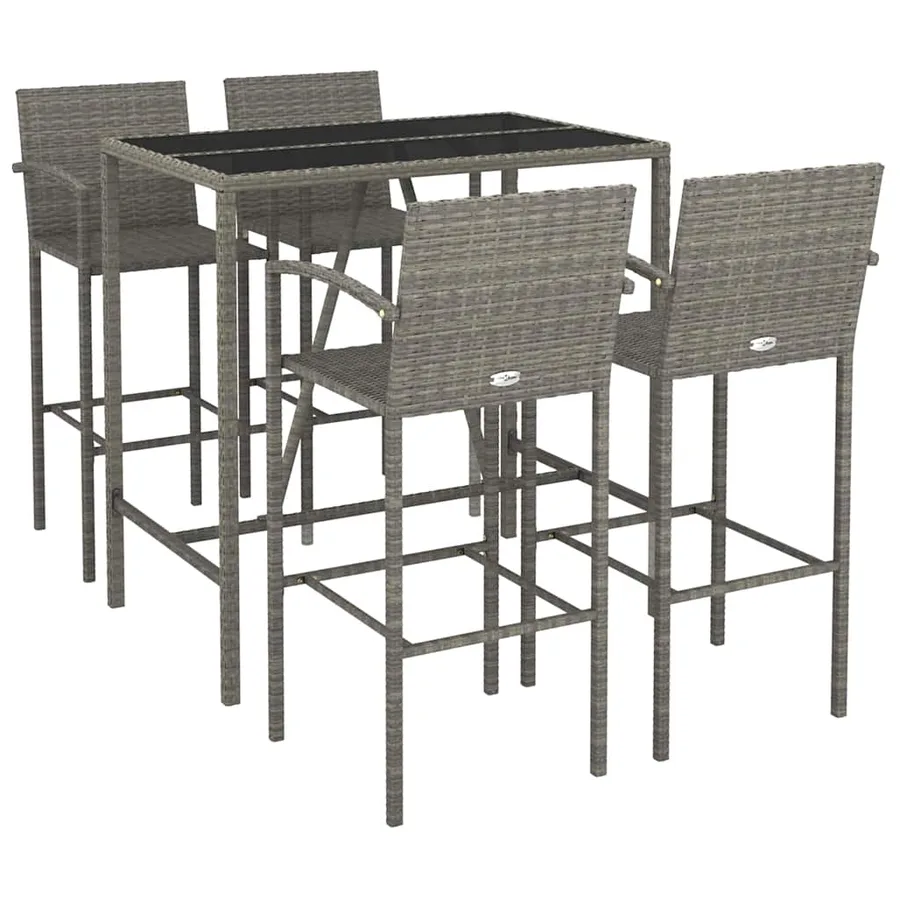 Ensemble de bar de jardin 5 pcs gris résine tressée - 3