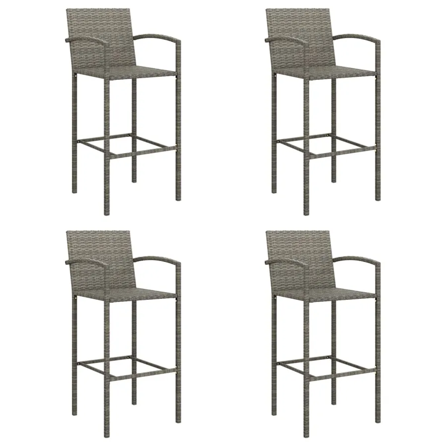 Ensemble de bar de jardin 5 pcs gris résine tressée - 4
