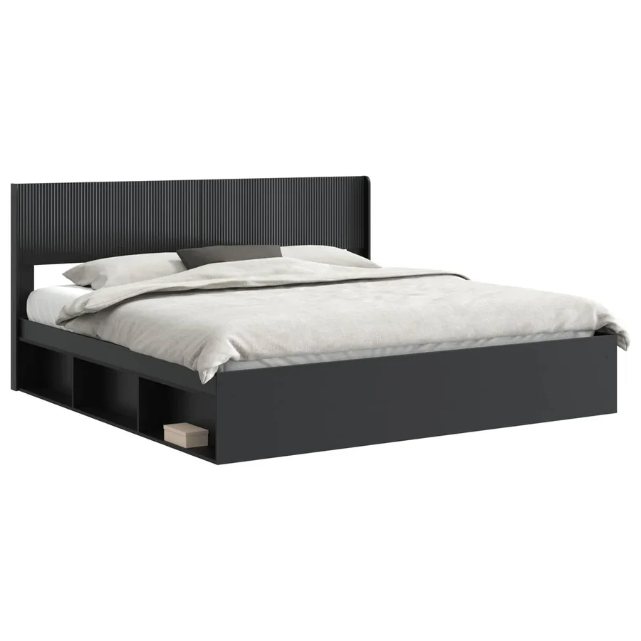 Cadre de lit avec rangement et tête de lit 2 pc - 2