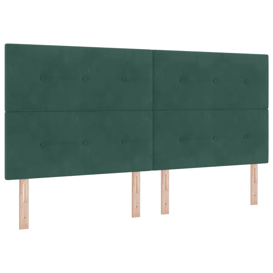 Lit boxspring LED avec matelas Vert foncé 200 x 200 cm Velours - 3
