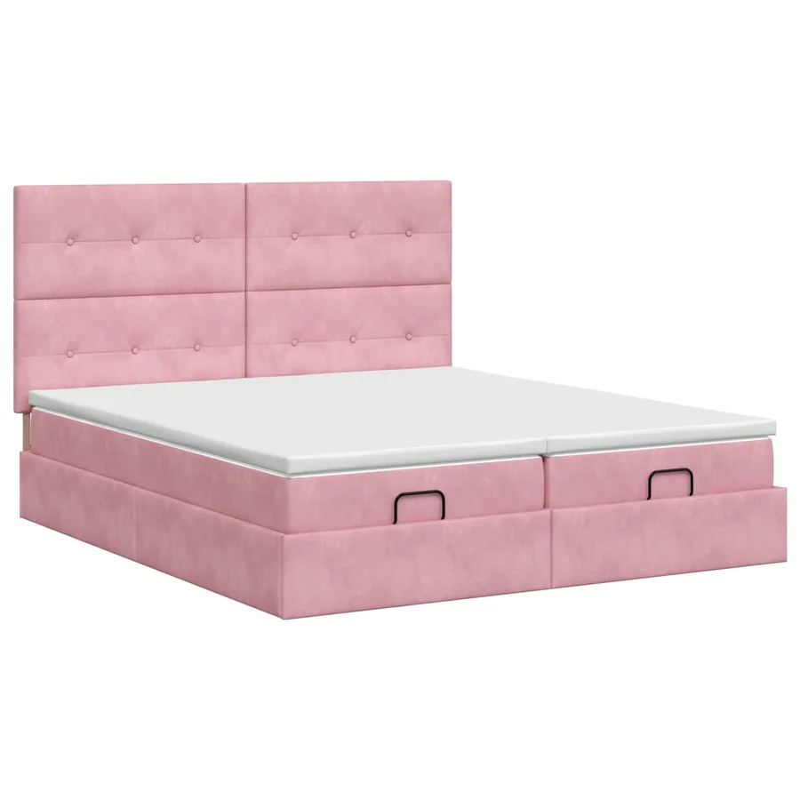 Lit ottoman avec matelas avec tête de lit 2 pc Rose Velours - 4