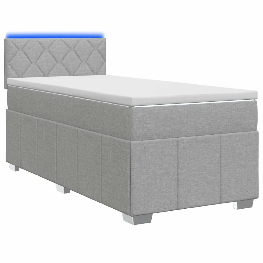 Lit boxspring avec matelas Gris clair 90 x 200 cm Tissu