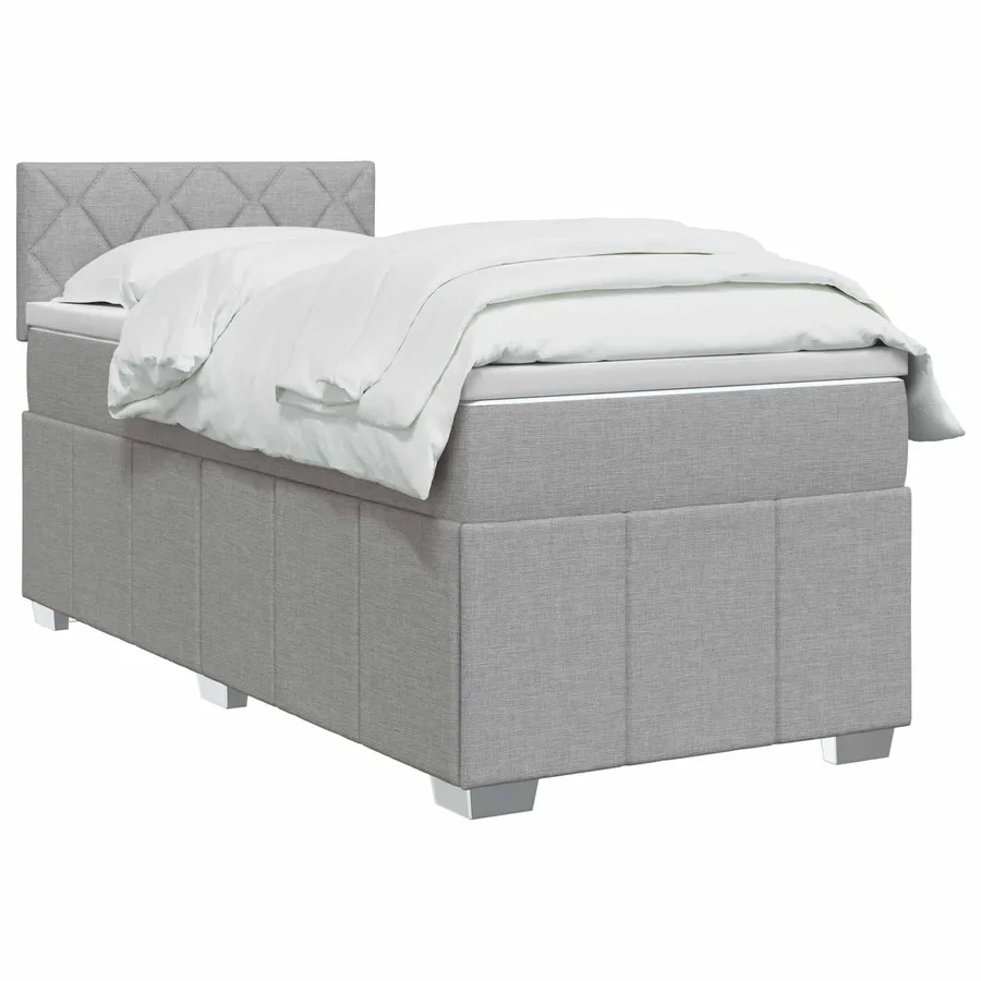 Lit boxspring avec matelas Gris clair 90 x 200 cm Tissu - 2