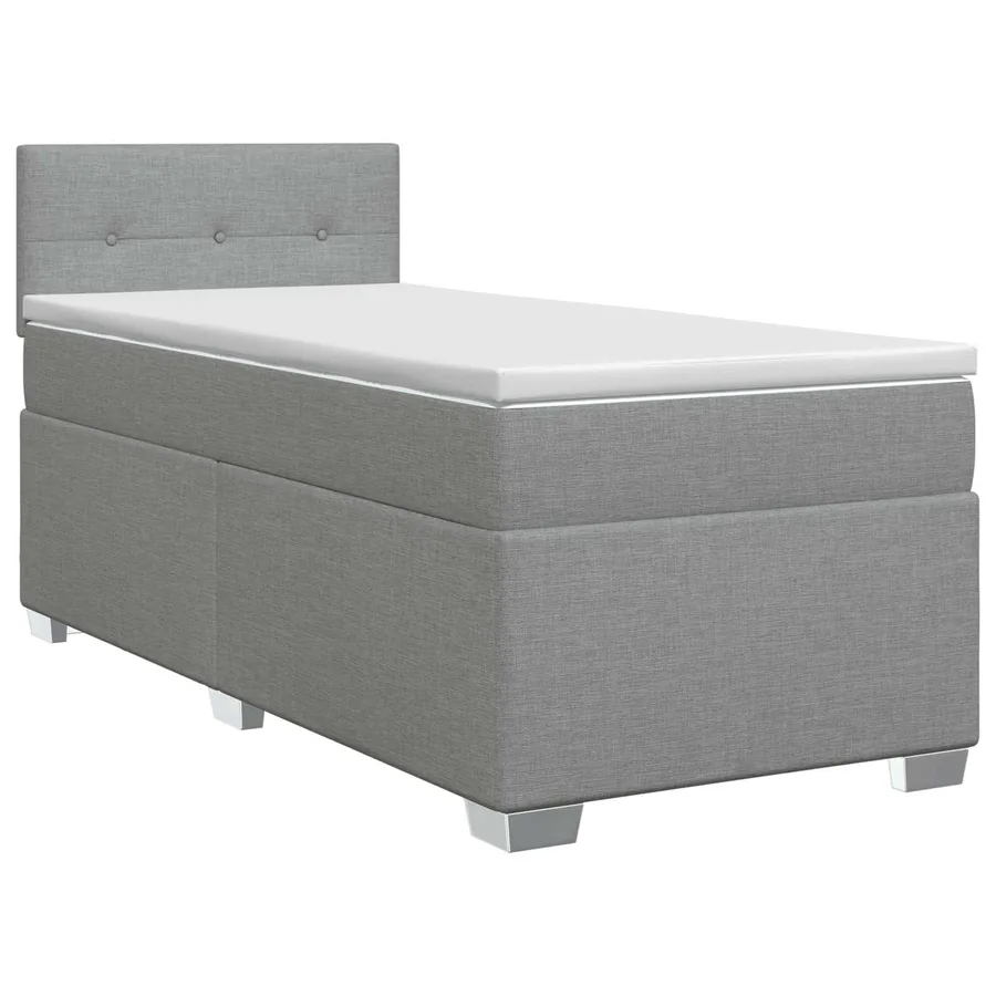 Lit boxspring avec matelas Gris clair 90 x 190 cm Tissu