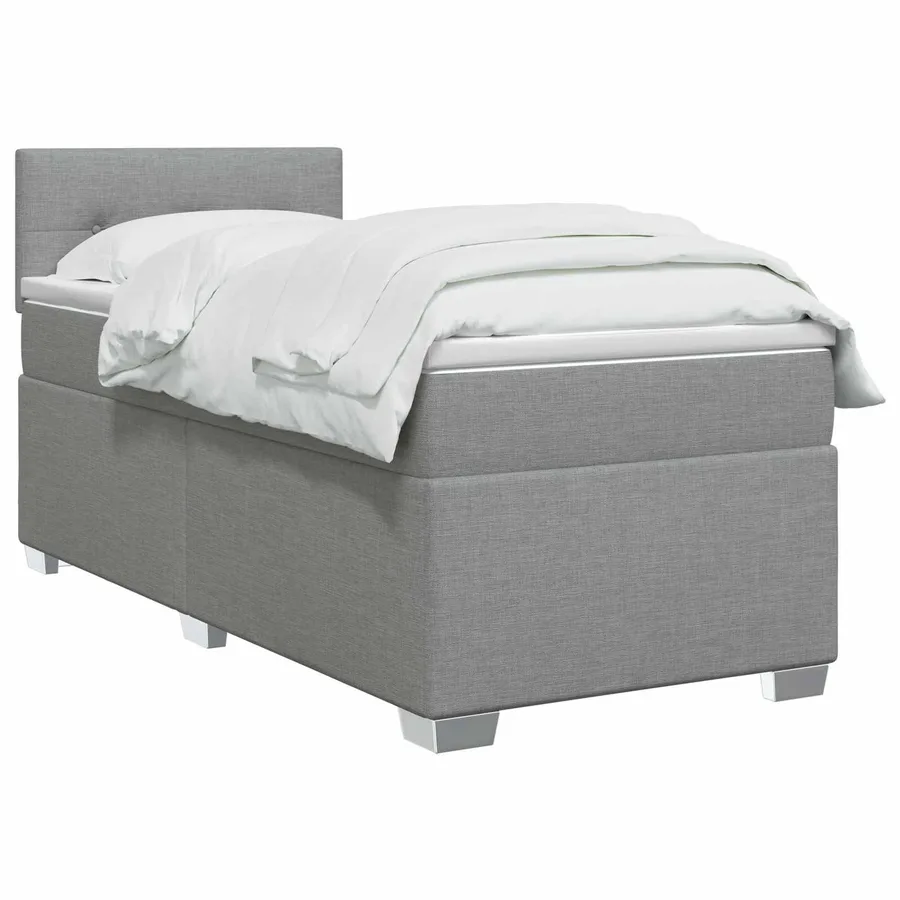 Lit boxspring avec matelas Gris clair 90 x 190 cm Tissu - 2