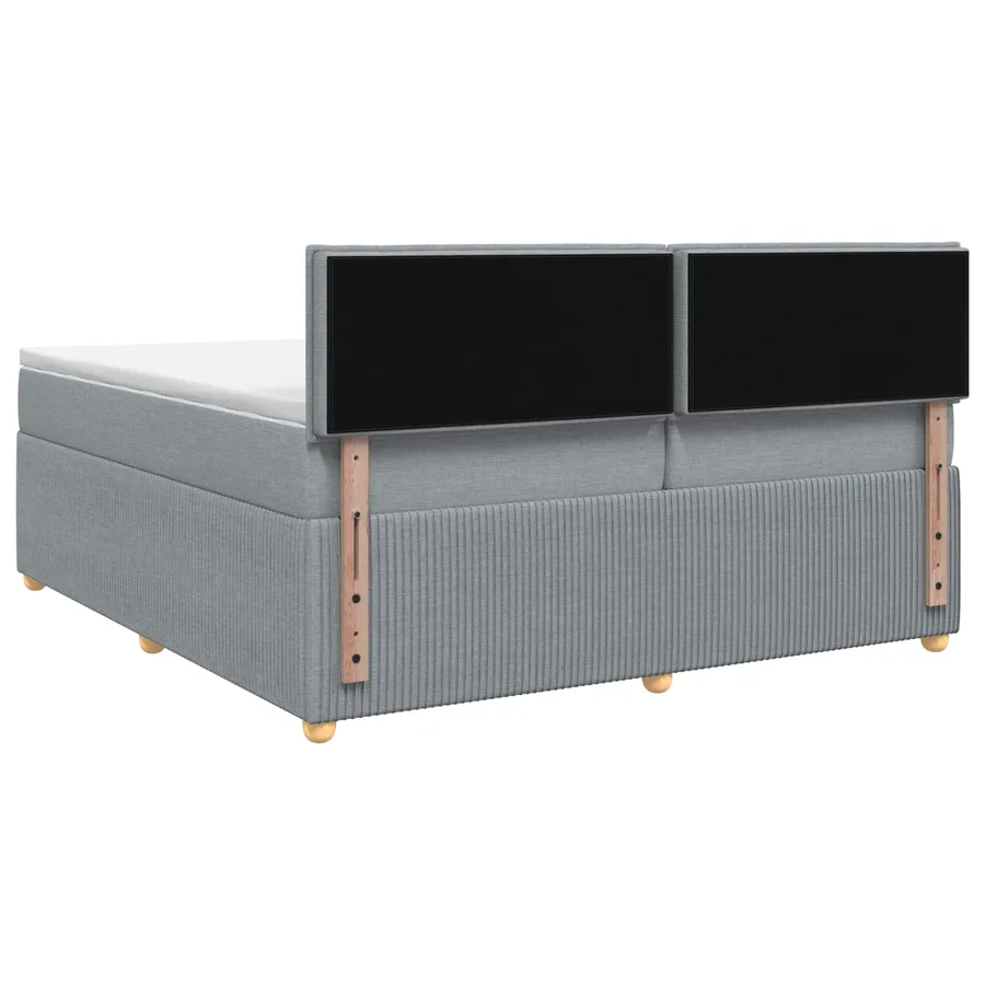 Lit boxspring avec matelas Gris clair 200 x 200 cm Tissu - 7