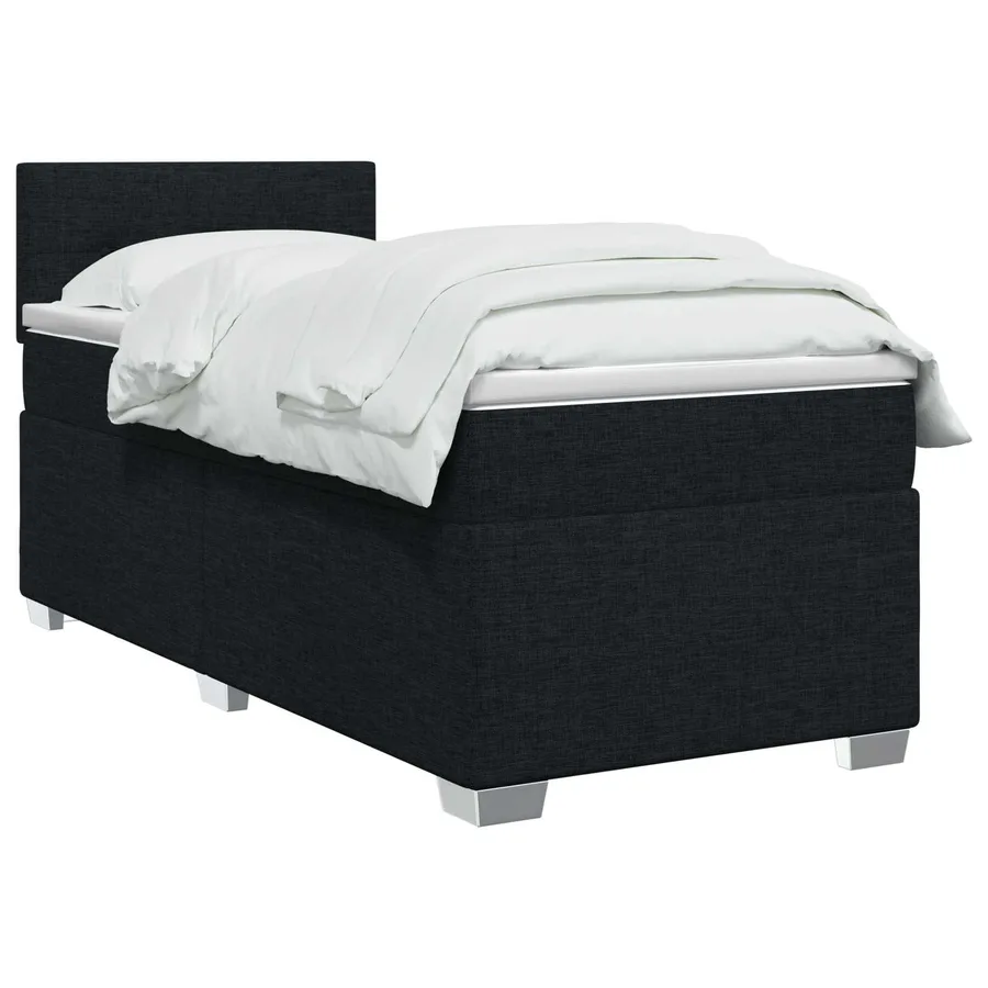 Lit boxspring avec matelas Noir 100 x 200 cm Tissu - 2