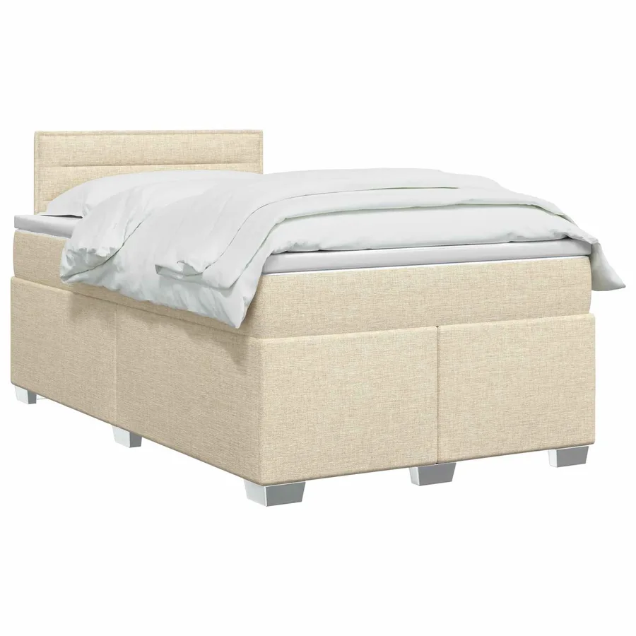 Lit boxspring avec matelas Crème 120 x 190 cm Tissu - 2