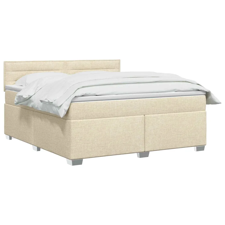 Lit boxspring avec matelas Crème 140 x 190 cm Tissu - 2